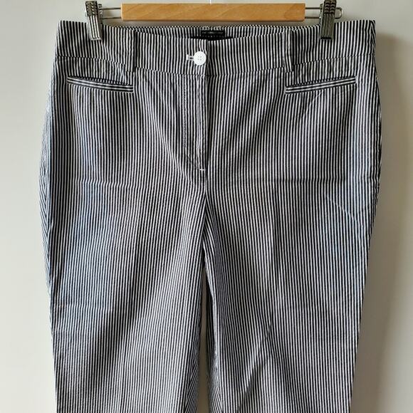 Talbots The Perfect Crop B&W striped Cotton Casual structured pants Size 8 - Picture 1 of 6